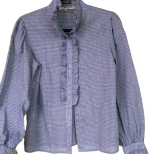80s VINTAGE PLAID RUFFLE TOP SZ LARGE Modest Praire